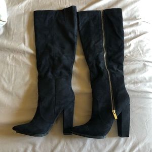 Knee High Suede Black Boots